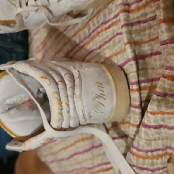 Vintage white High top baby phat  running shoes lady size seven gold and white - Picture 3 of 5